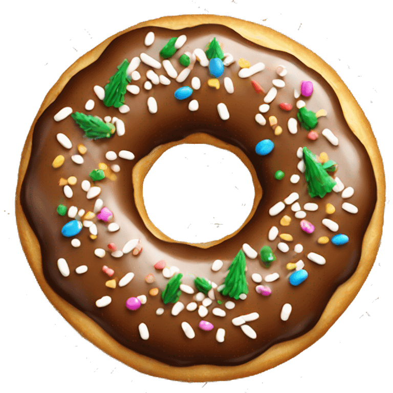 Donut with christmas tree sprinkles emoji