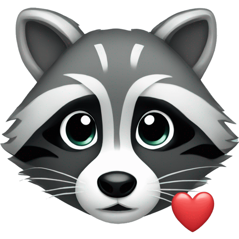 Raccoon with white heart emoji