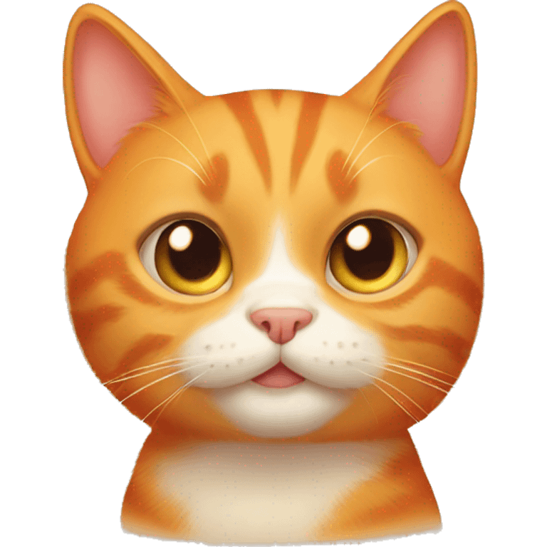 orange cat with silly face and a little bow in its ear emoji