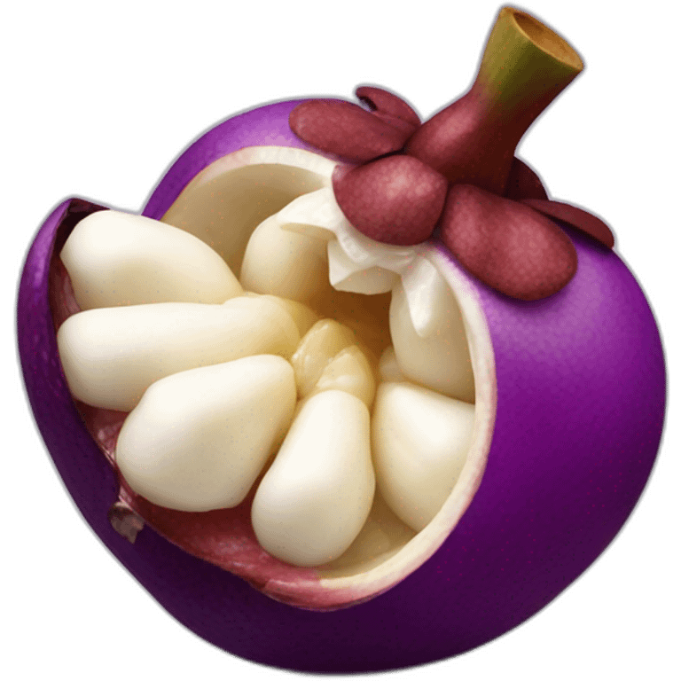 Peeled mangosteen with purple skin emoji