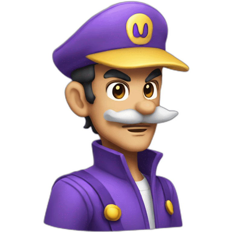 Waluigi with a white pointy hat emoji