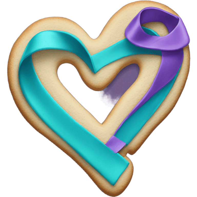 Purple teal Suicide awareness ribbon, heart cookie emoji