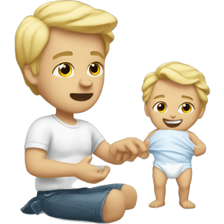 blonde dad changes diaper emoji