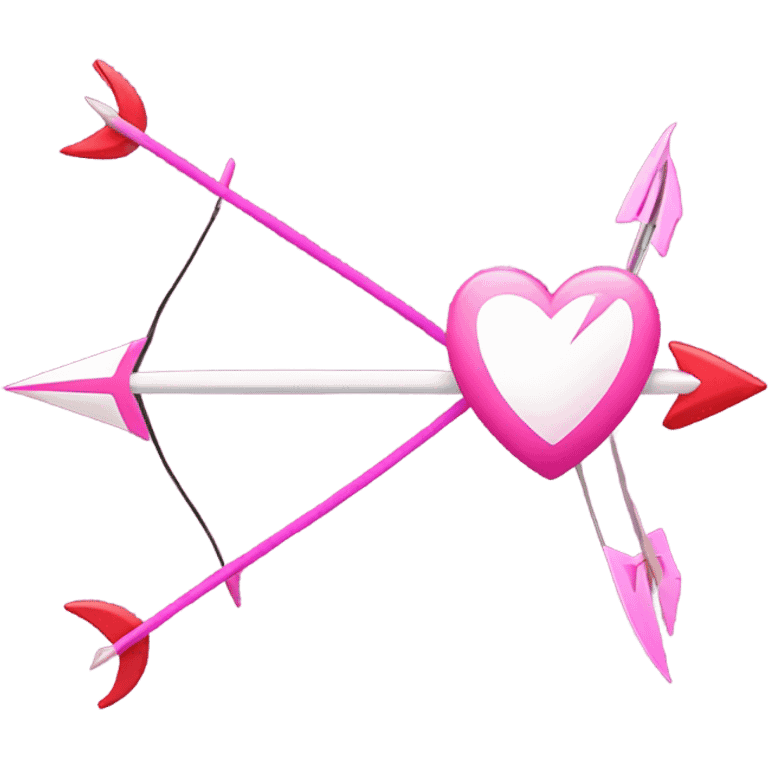 Pink Bow and arrow shooting white lightning bolts at a red heart emoji