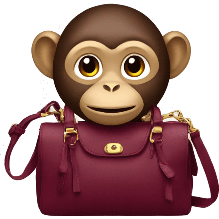 Monkey with burgundy handbag  emoji