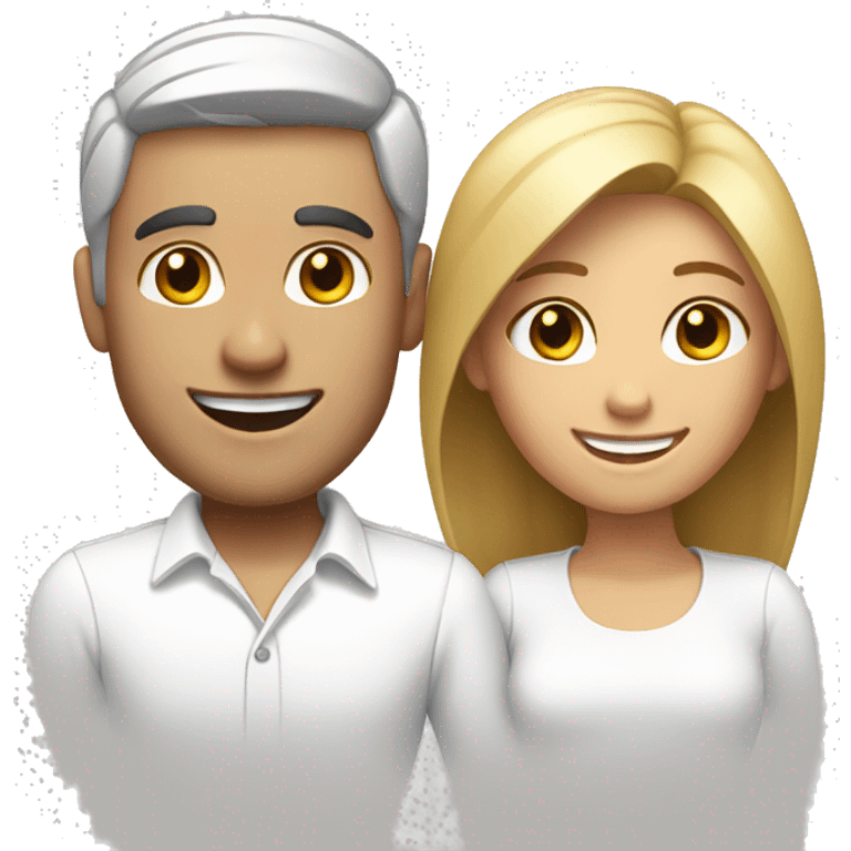 happy couple in white shirts emoji