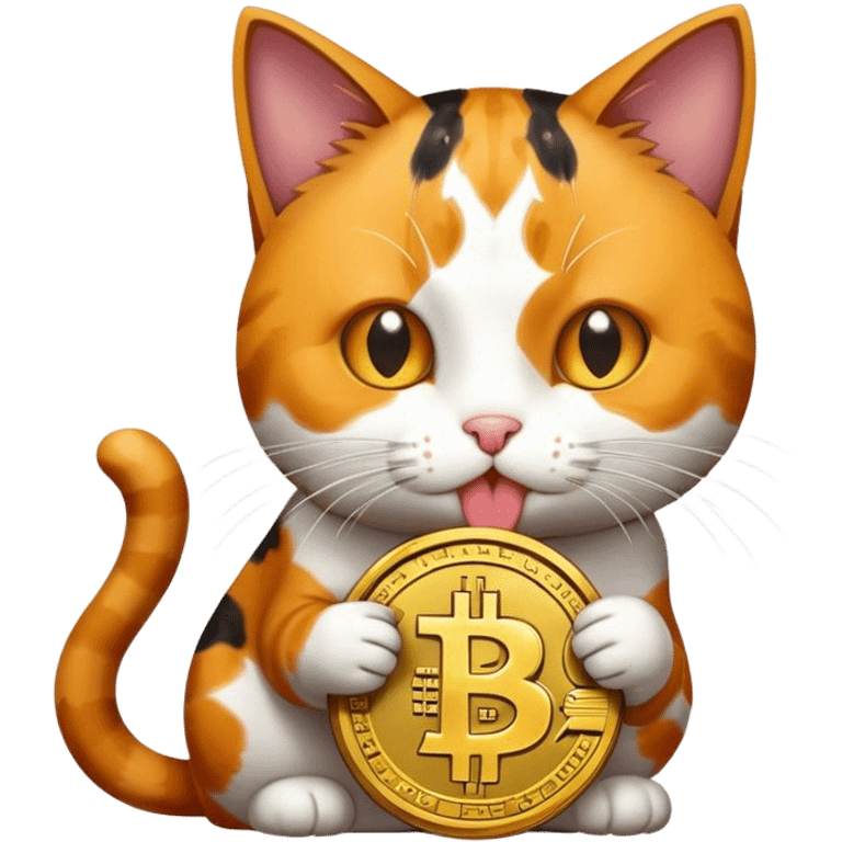 Cat eating bitcoin emoji