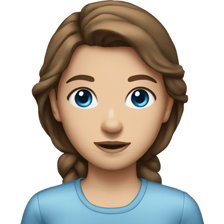 Girl with brown hair and blue eyes in a shirt emoji