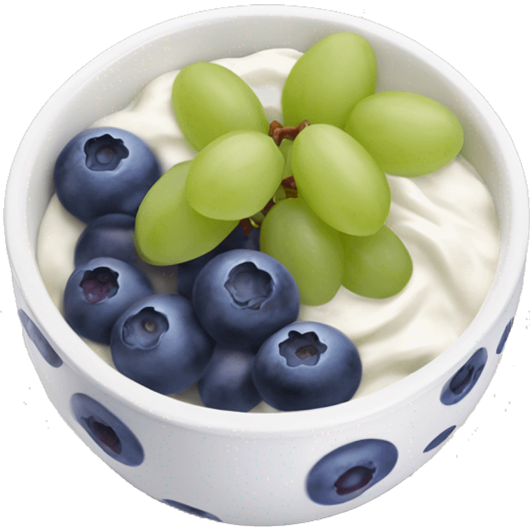 yoghurt bowl with grapes and blueberries emoji