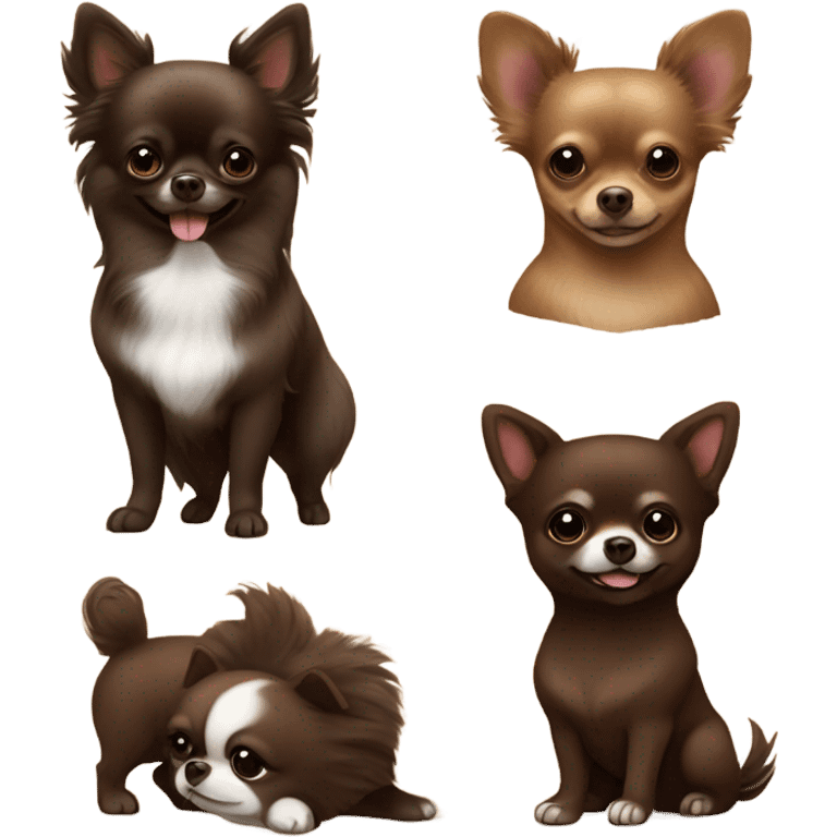 One Chocolate Pomeranian and one dark brown girl chihuahua  emoji