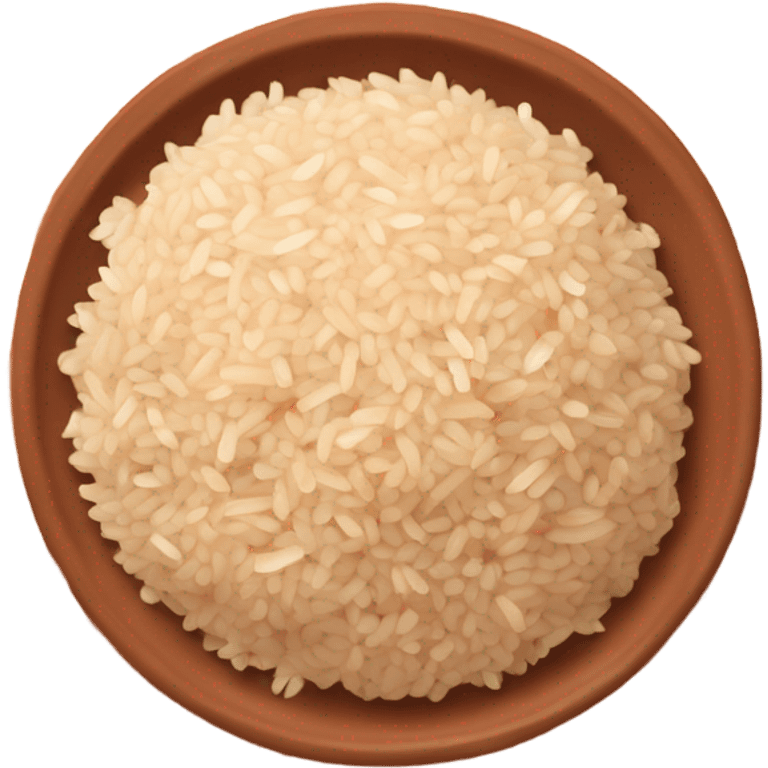 whitish pure fried rice with a mix of brown rice on an orange color terra cotta plate emoji