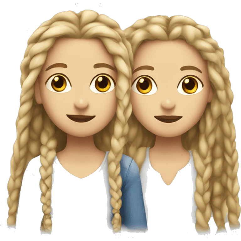 2 blonde white girls in love one with dreads and one with 2 braids emoji