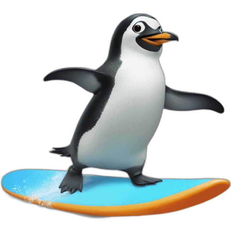 surfing penguin emoji