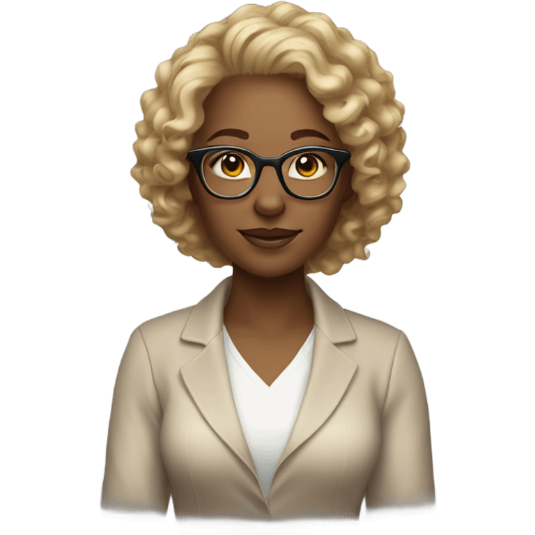 Gorgeous light brown woman with blonde curly hair and glasses emoji