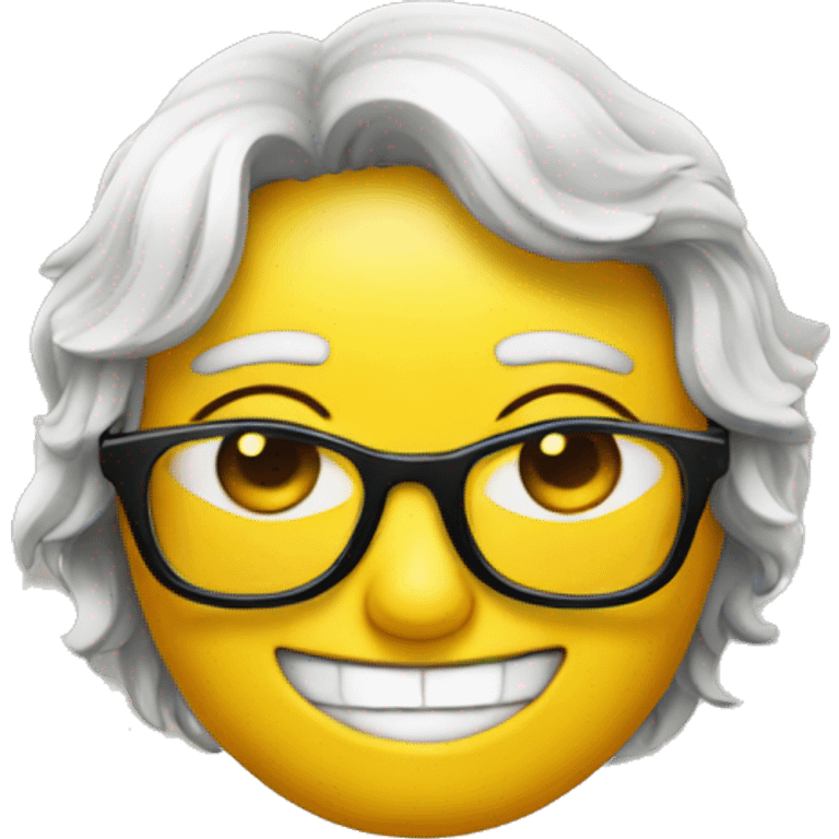 a smiley emoji with glasses emoji