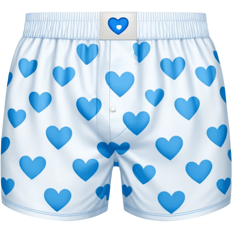 Blue heart patterned white pair of boxers emoji