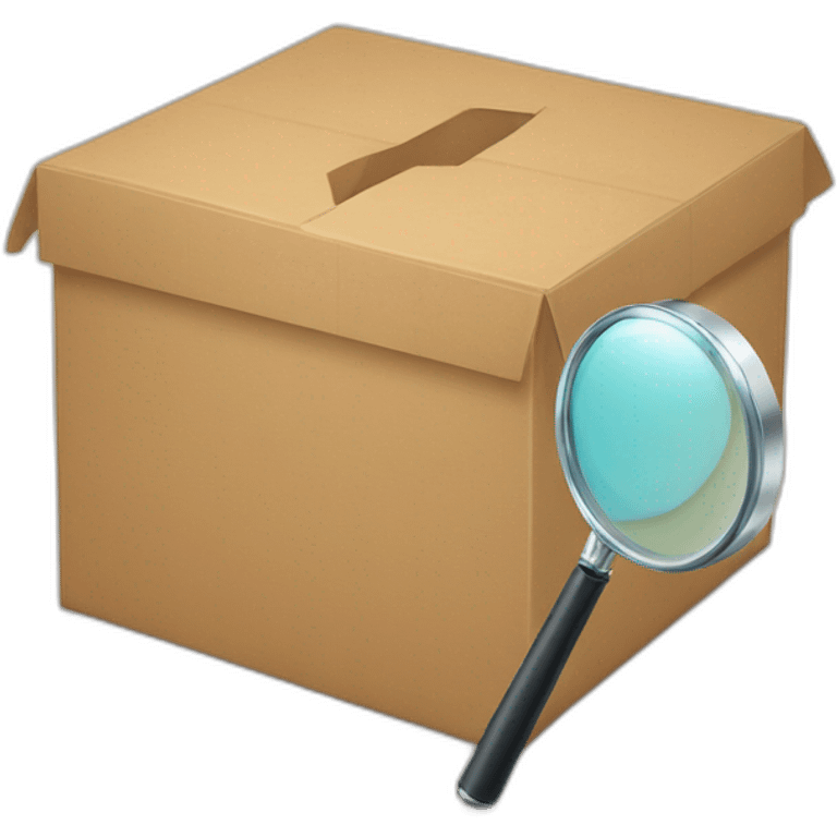 a magnifying glass in front of an empty box emoji