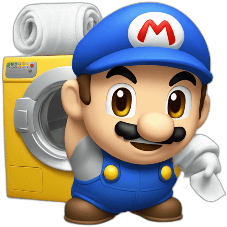 Mario qui répare un lave linge emoji