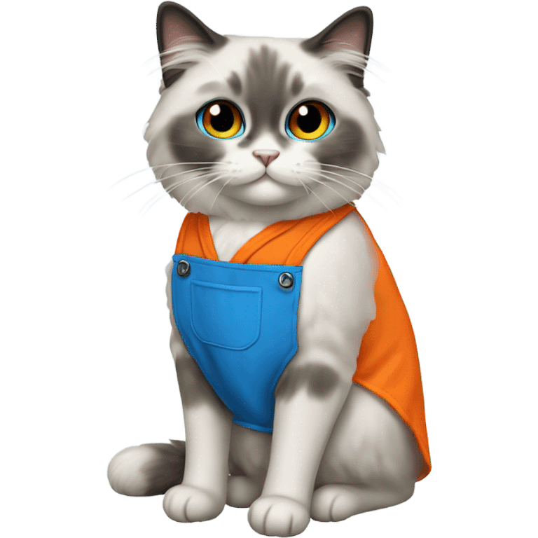 Blue point Ragdoll cat wearing an orange apron  emoji