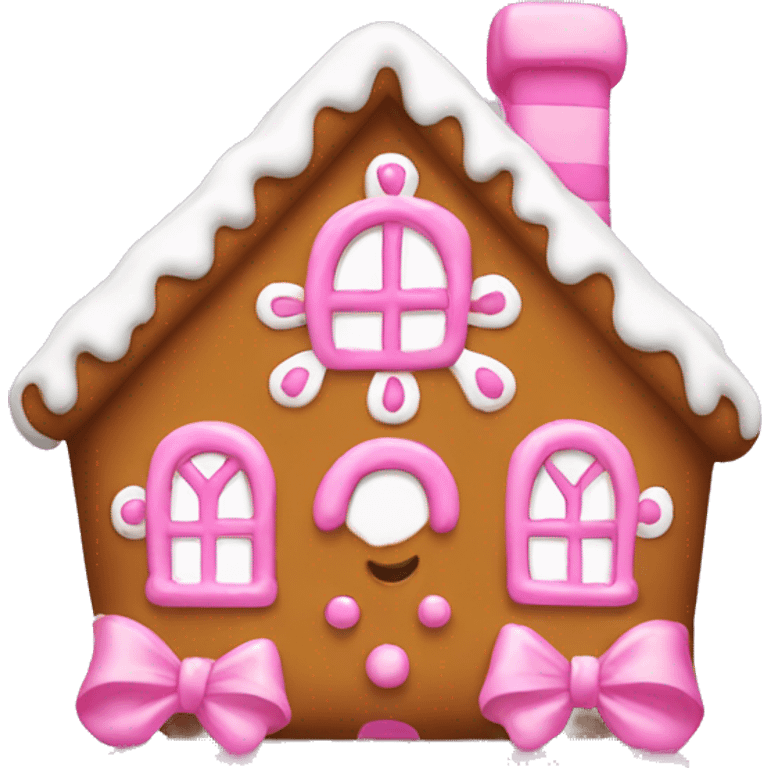 Gingerbread house with a pink bow  emoji