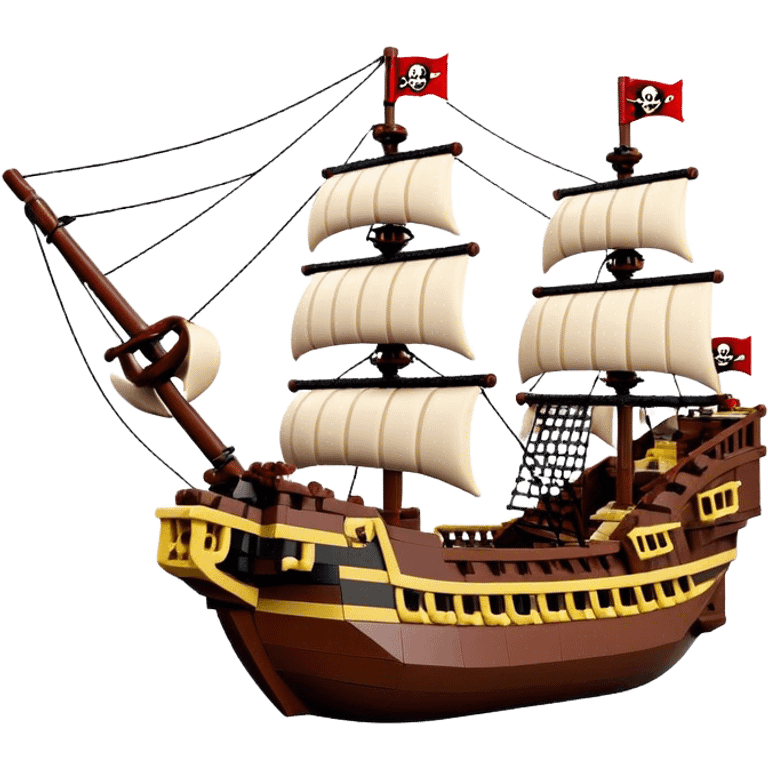 Pirate Ship (Toy) - Lego Pirate Ship (Model Year: 2021) (Iconic colour: Brown with red sails) emoji