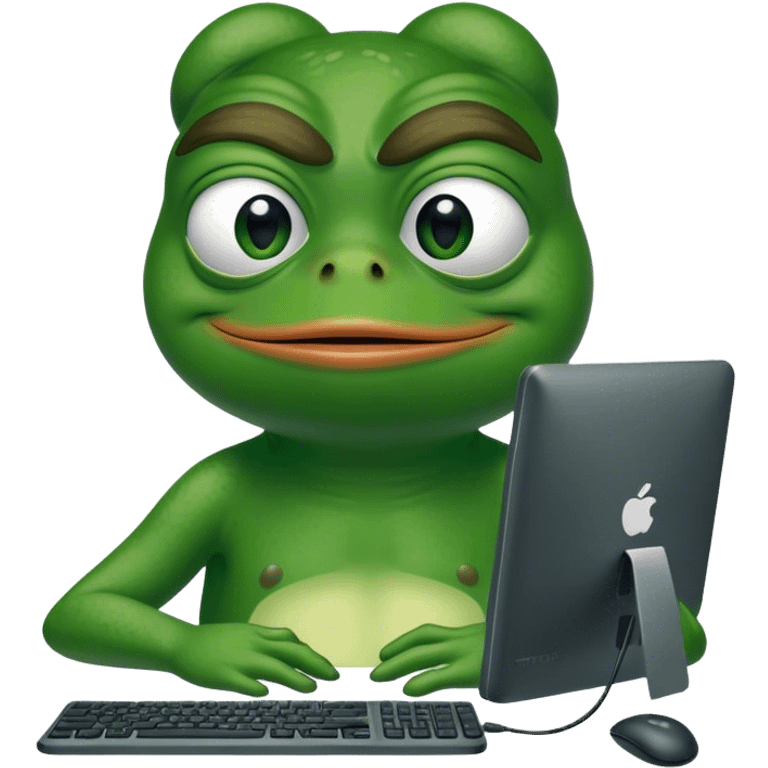 pepe the frog with a pc emoji