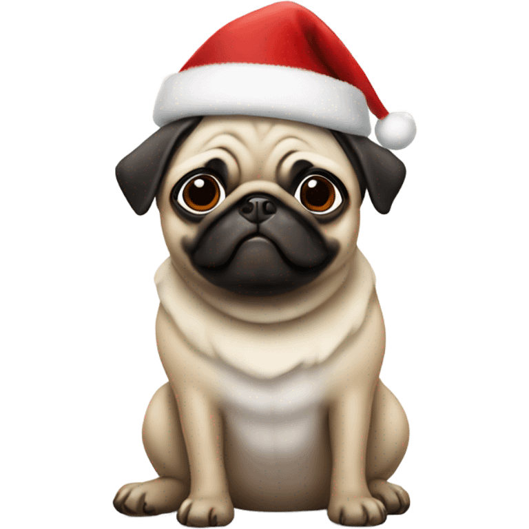 Pug with Santa hat emoji