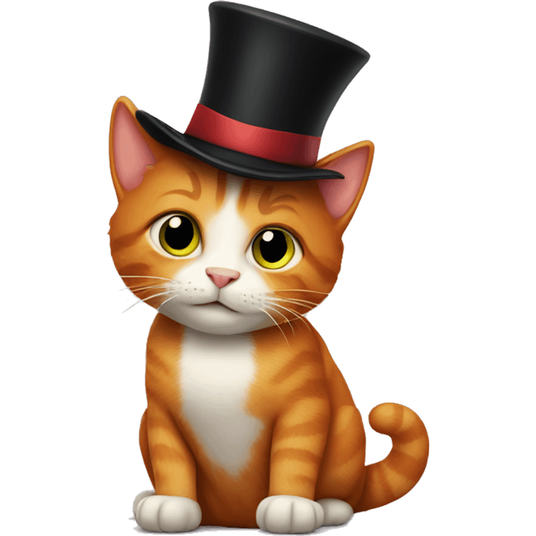 Ginger cat with a top hat emoji