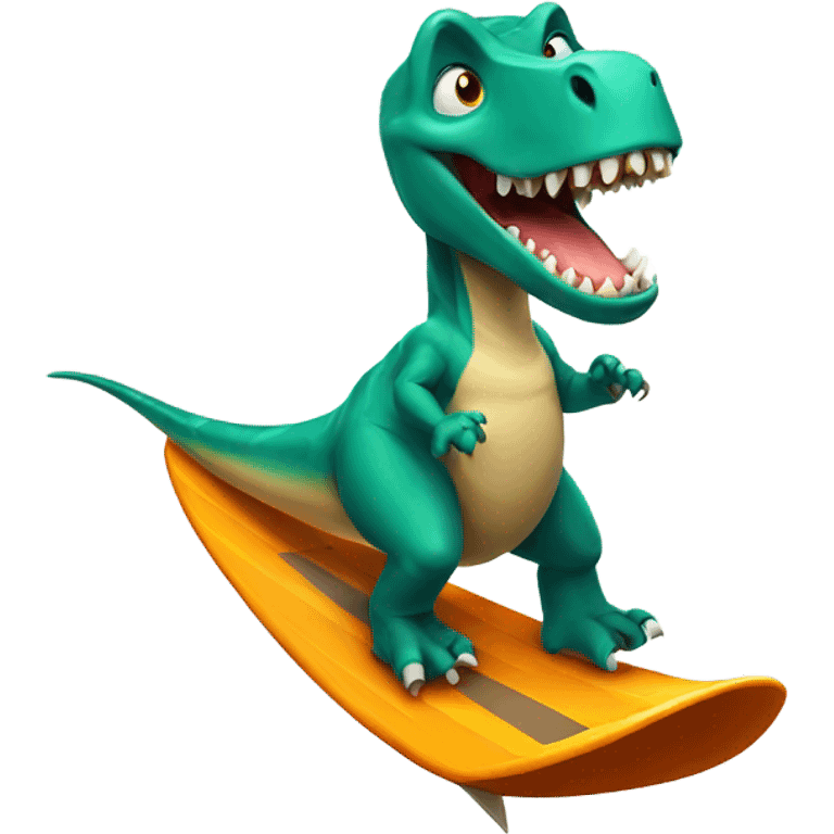 Dinosaur surfing emoji