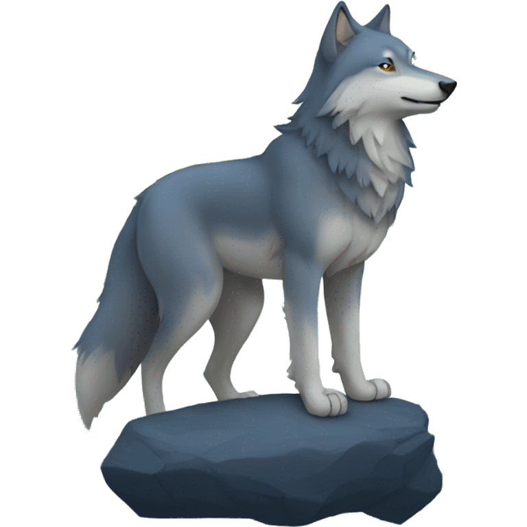 wolf with moon and star emoji