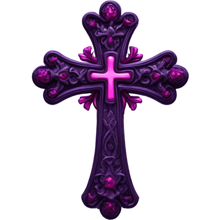 Gothic aesthetic cross in dark purple with dark pink accents  emoji