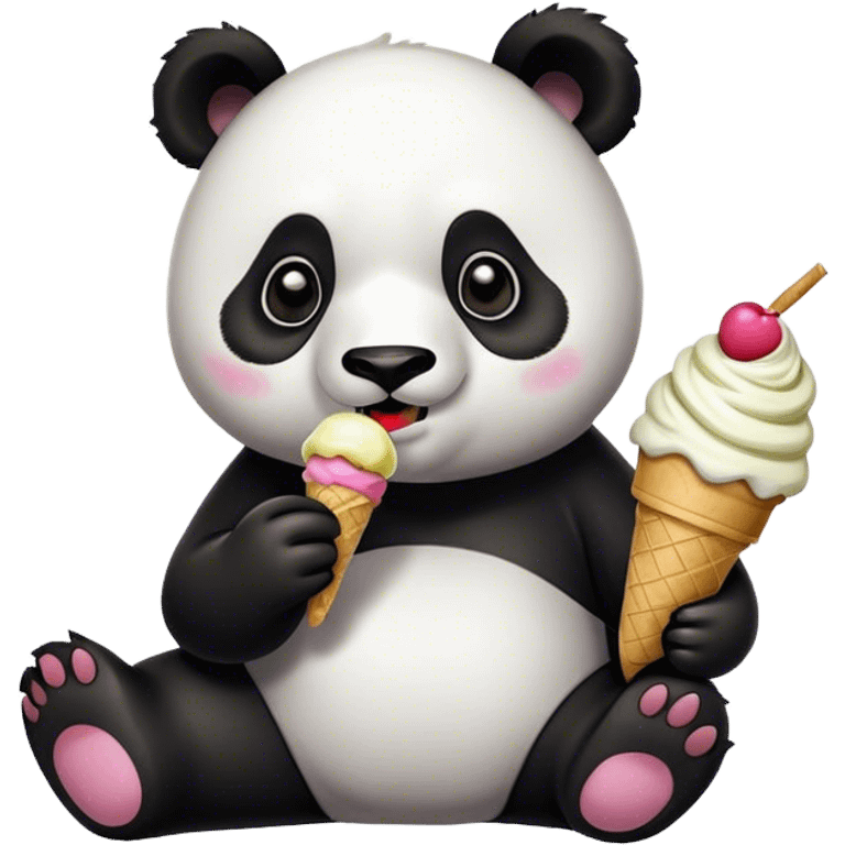 Panda eating ice cream emoji