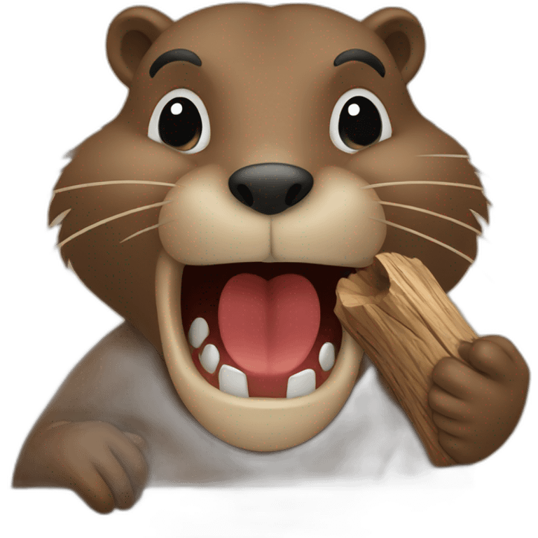 Beaver biting wood emoji