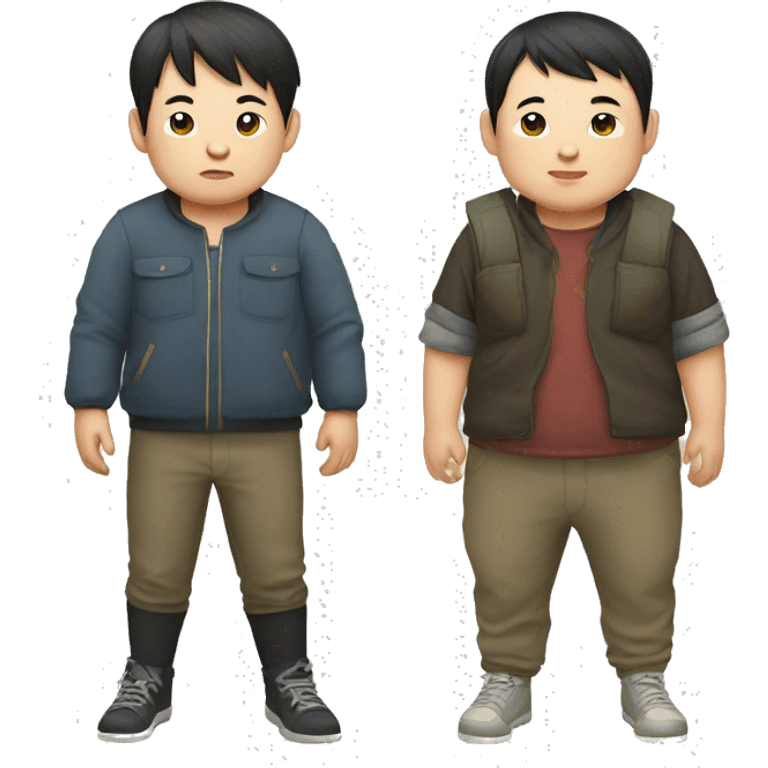 a chubby chinese boy and a skinny chinese boy emoji