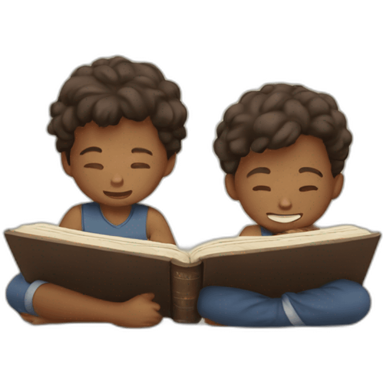 two boys reading the bible\ emoji