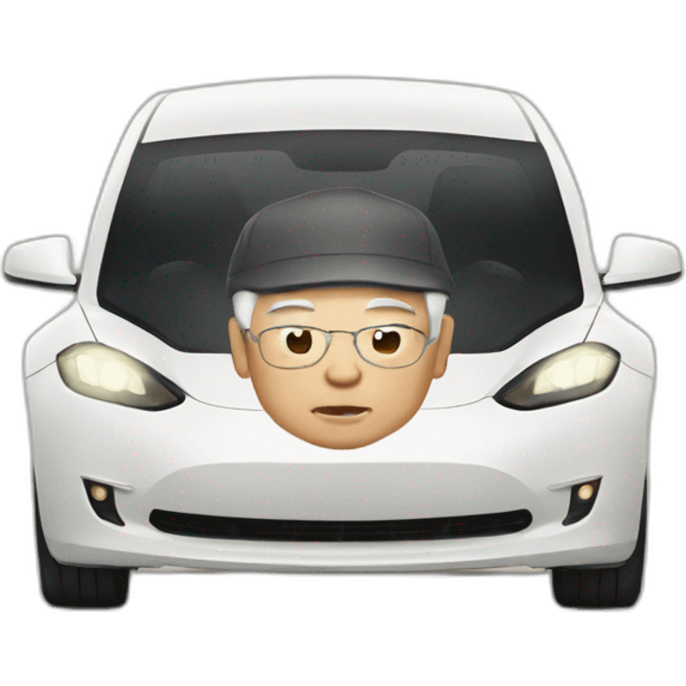 old chinese man driving a tesla emoji