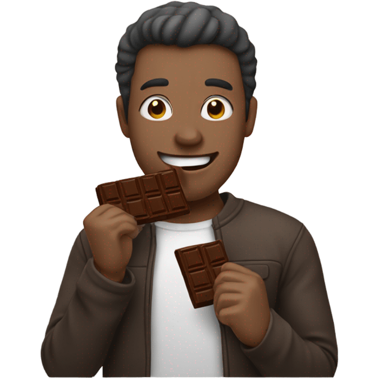 Guy eating chocolate bar emoji