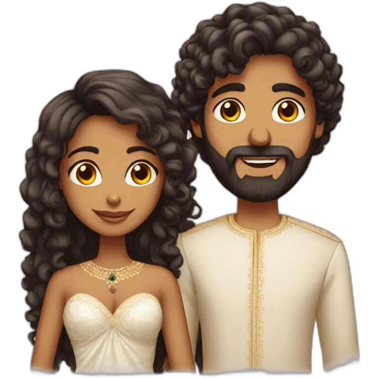 indian girl with curly hair marrying indian guy with straight hair and beard emoji