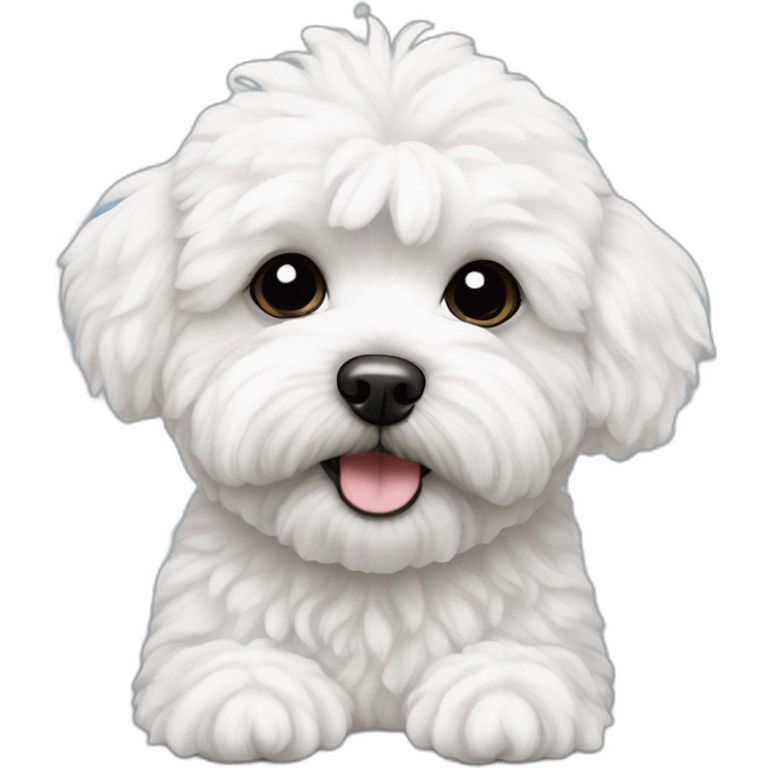 white maltipoo with black snowflake emoji