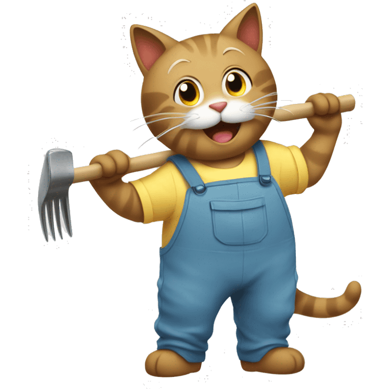 happy cats doing yardwork emoji