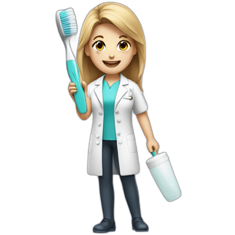 dentist girl with a toothbrush in his hand emoji