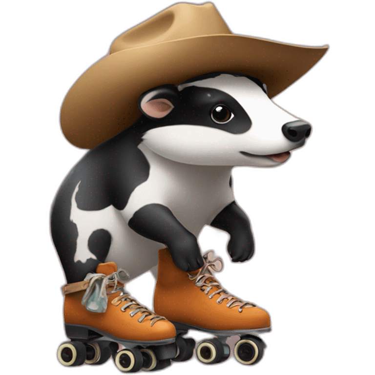 Badger with rollerskate and a cow-boy hat emoji