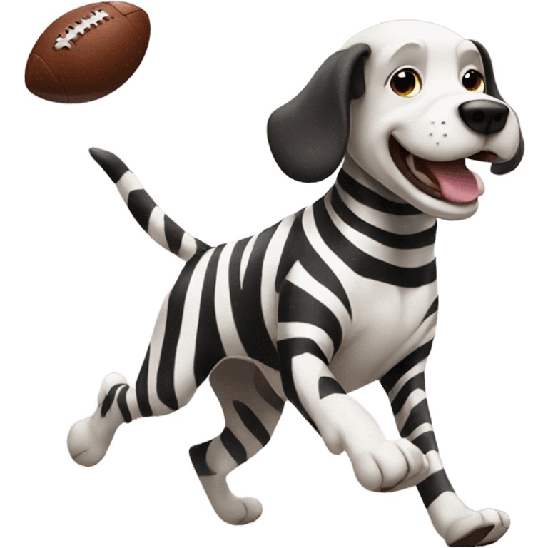 Dog playing football against zebra  emoji