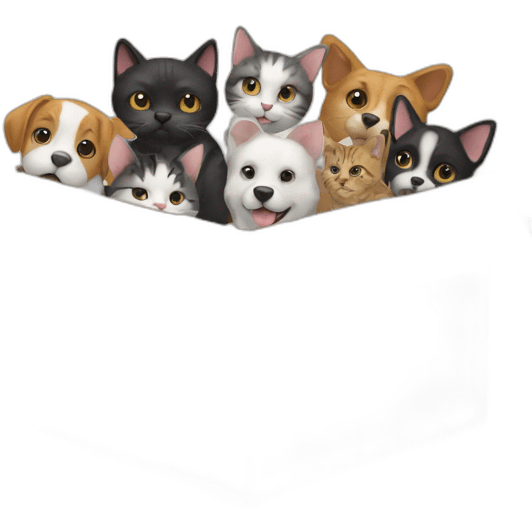 Box filled with cats and dogs emoji