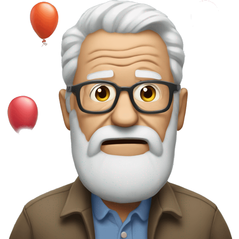 Angry grandpa with balloons emoji