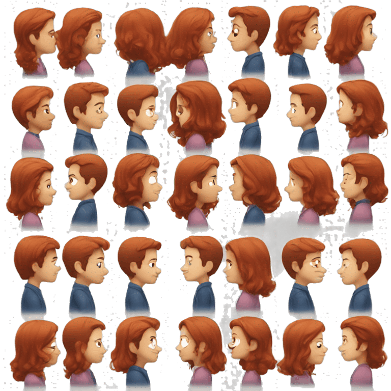 Red haired girl kissing brunette boy emoji