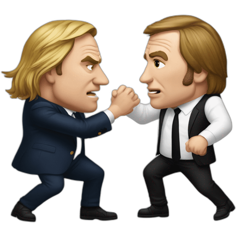 Macron and Gerard Depardieu fighting emoji