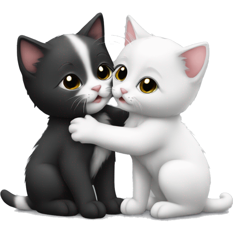 Black and white kitten kissing emoji