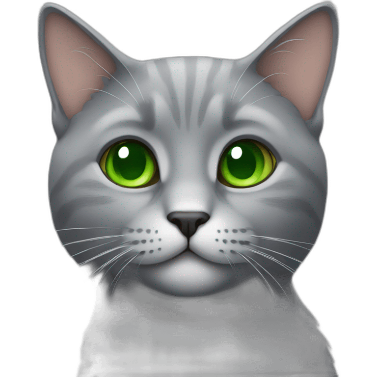 grey cat with green eyes  emoji