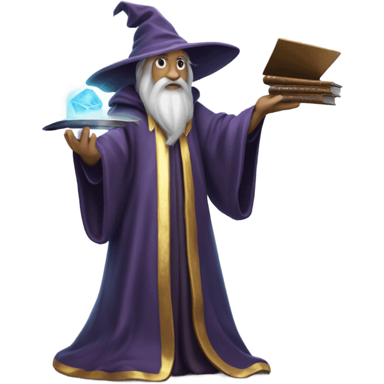 (wizard) holding  (hard disk) emoji